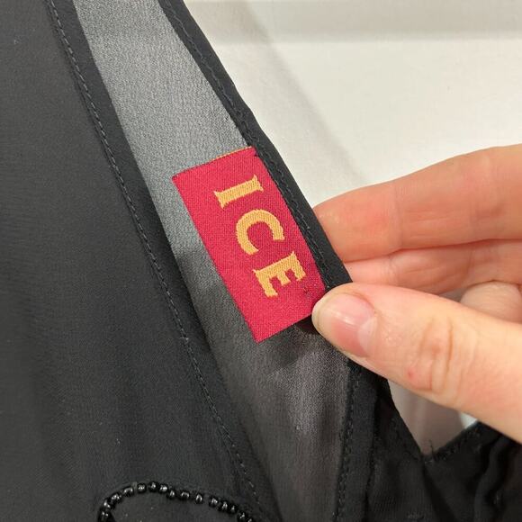 Vintage Y2K ICE Neutral Black Sheer Beaded Flowy Boho Long Tunic Top Blouse 4 - Picture 7 of 9